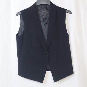 INVESTMENTS PETITES Black Shawl Collar One Button Petite Vest Women's Size 10P